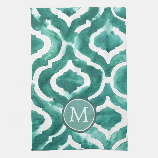 Paño De Cocina Inicial | Aquamarine Motif IV (Vertical)