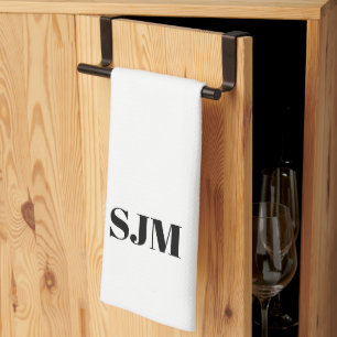 Paño De Cocina Iniciales de monograma de Personalizado blanco min