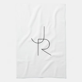 Paño De Cocina Iniciales de superposición de 2 modernas | Negro s