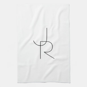 Paño De Cocina Iniciales de superposición de 2 modernas Negro s