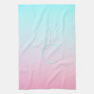 Paño De Cocina Iniciales de superposición de 2 modernas Rosa tu