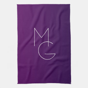 Paño De Cocina Iniciales Modern 2 Morado Profundo Suelo Ombre