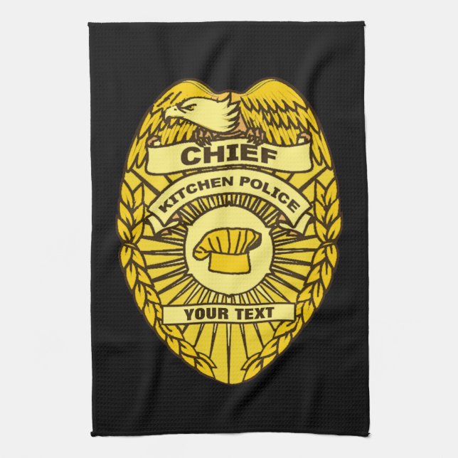 Paño De Cocina Insignia Del Jefe De La Policía De Cocina (Vertical)