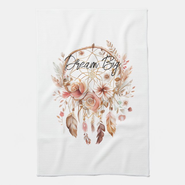 Paño De Cocina Inspirador Dream Catcher Boho Floral (Vertical)
