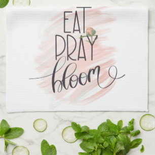 Paño De Cocina Inspirador Rosa Suave Floral Come Reza Florece