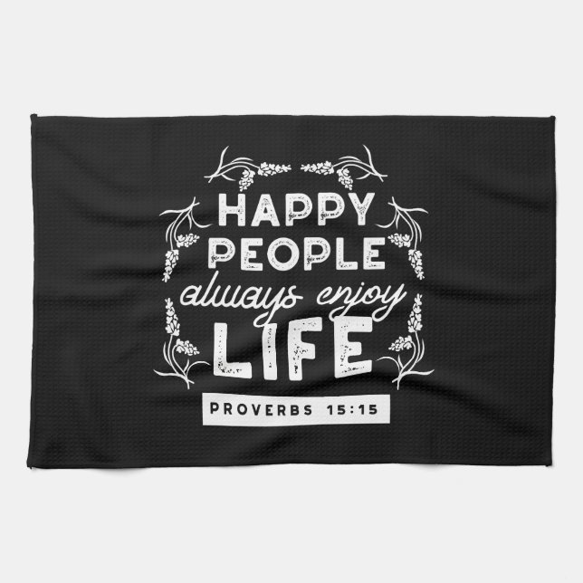 Paño De Cocina Inspirational Christian Quote from Proverbs 15:15 (Horizontal)