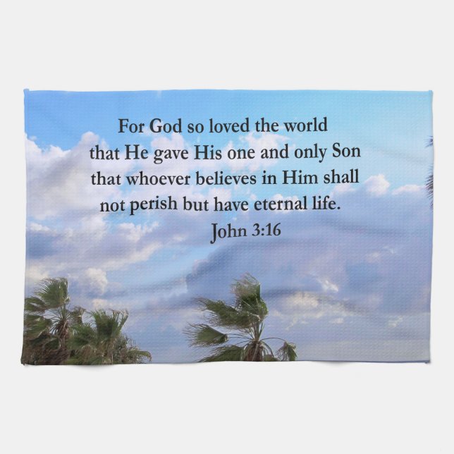PAÑO DE COCINA INSPIRING JOHN 3:16 FOTO (Horizontal)