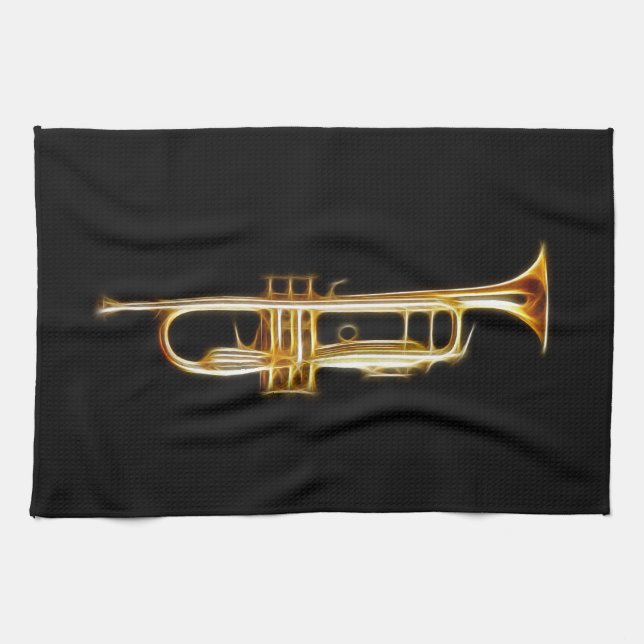Paño De Cocina Instrumento musical del viento del cuerno de cobre (Horizontal)