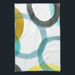 Paño De Cocina Interbloqueando los círculos amarillos y azules<br><div class="desc">Una simple impresión de círculos amarillos y azules entrelazados de Megan Meagher. El fondo blanco permite que aparezcan los colores de los círculos. ¡Compra el tuyo hoy!</div>