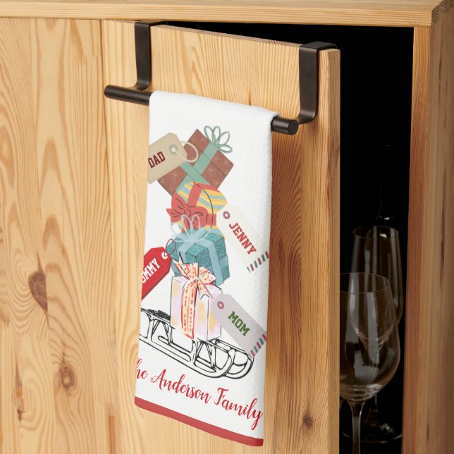 Paño De Cocina Invierno caprichoso Red Green Family Feliz Navidad (Pliegue de tercios)