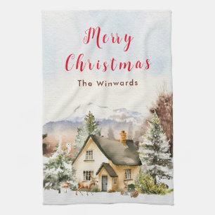 Paño De Cocina Invierno Holiday Cottage Feliz Navidad