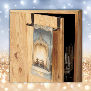 Paño De Cocina Invierno vintage Feliz Monograma de Navidad  