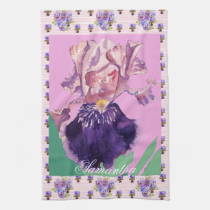 Paño De Cocina Iris Bearded Watercolor Pintando Flor Floral Te