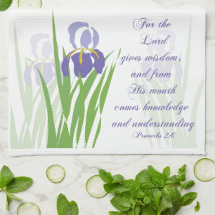 Paño De Cocina Iris morado con vértices de escritura