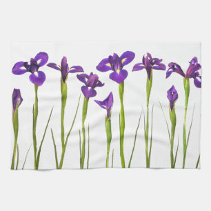 Paño De Cocina Iris púrpuras aislados en un fondo blanco