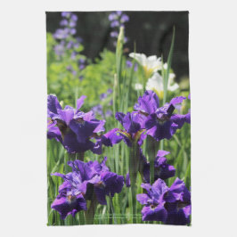 Paño De Cocina Iris siberiano púrpura y blanco, añil falso
