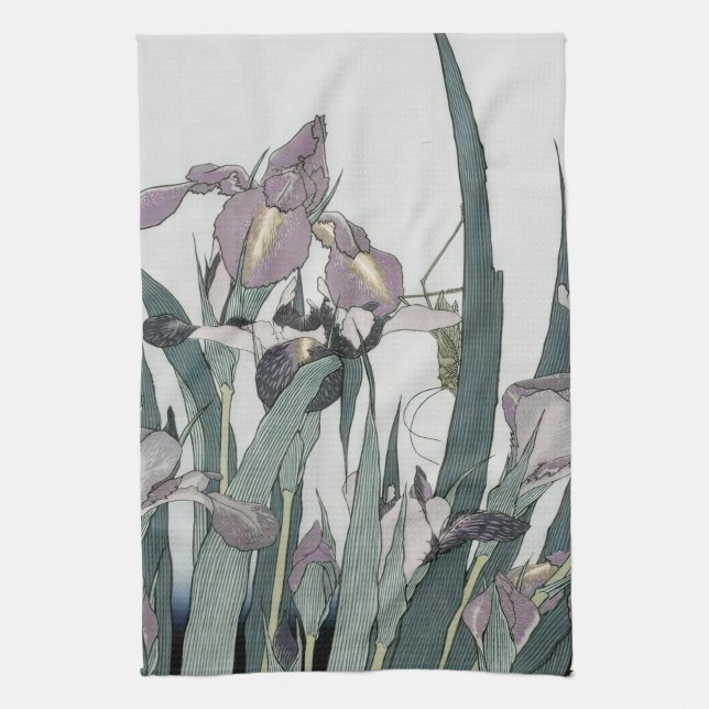 Paño De Cocina irises & Grasshopper, Katsushika Hokusai (Vertical)