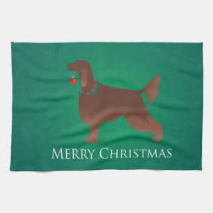 Paño De Cocina Irlandés Setter Dog Merry Christmas Design