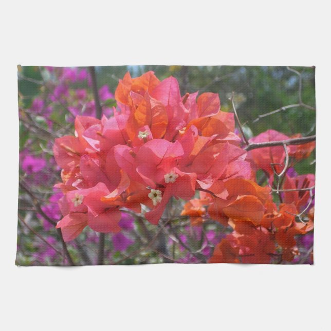Paño De Cocina Isla Tropical Rosa Bougainvillea Floral (Horizontal)