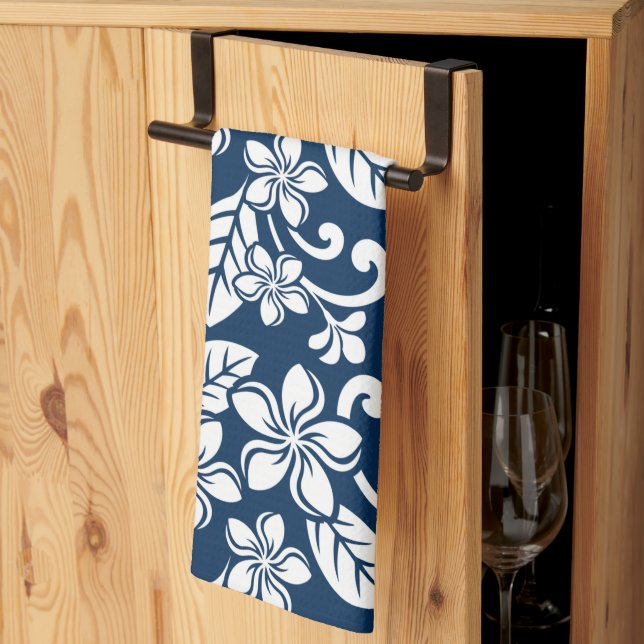 PAÑO DE COCINA ISLAND PLUMERIA (NAVY BLUE) (Pliegue de tercios)