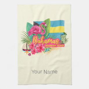 Paño De Cocina Islas del Caribe retro flamingo vintage