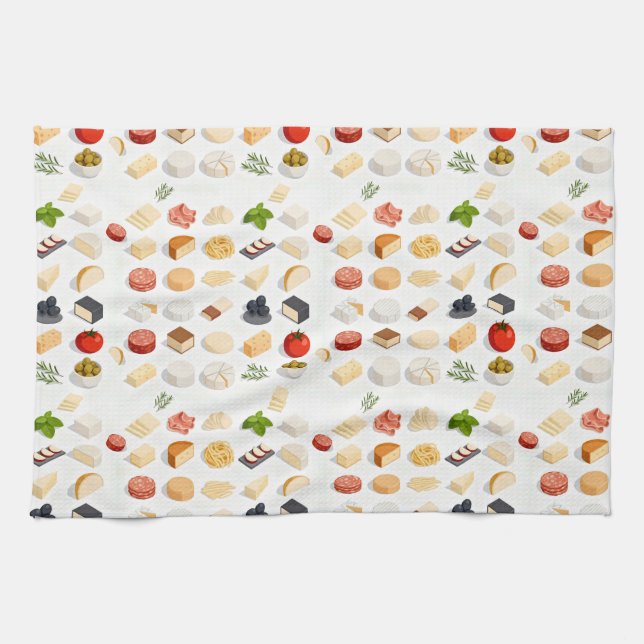 Paño De Cocina Isometric seamless pattern of various cheeses (Horizontal)