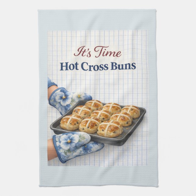 Paño De Cocina It’s Time – Hot Cross Buns Easter Towel (Vertical)
