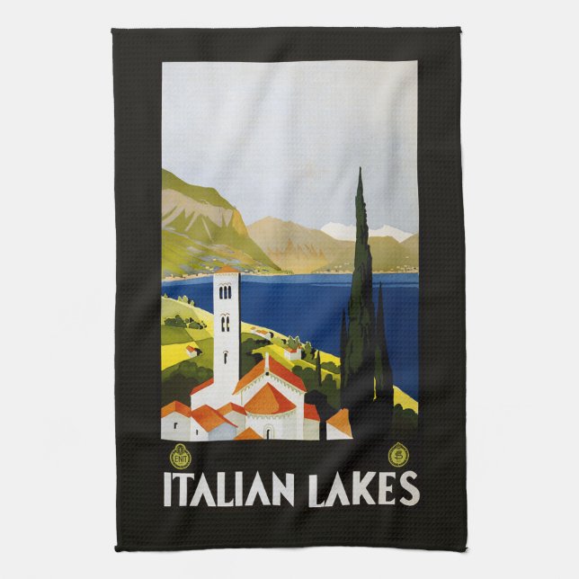 Paño De Cocina Italiana Lakes Vintage Travel Italia (Vertical)