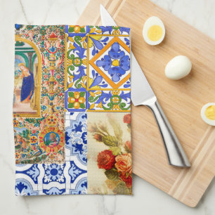 Paño De Cocina Italiana, Sicilia, Santa María, Virgen María, ma