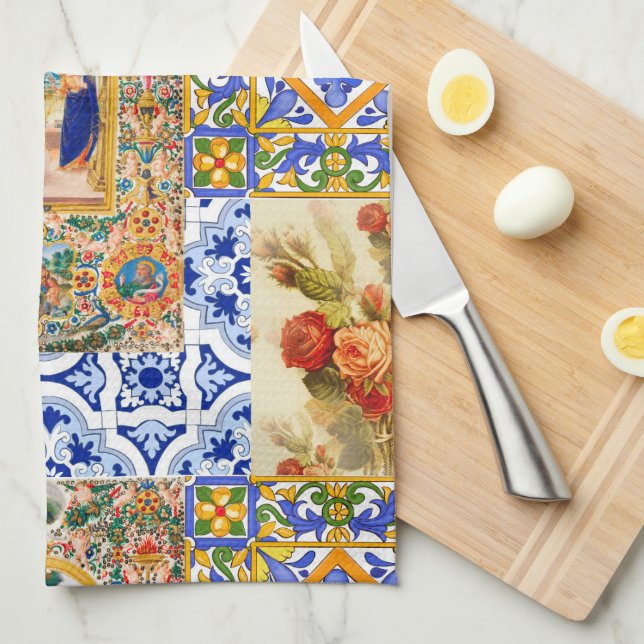 Paño De Cocina Italiana, Sicilia, Santa María, Virgen María, maio (Doblado Cuarto)
