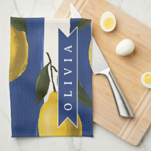 Paño De Cocina Italiano Personalizado de Limón Rayado Costero