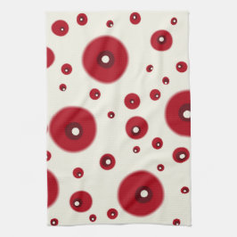 Paño De Cocina Ivory Red Dots Funky Whimsical Circle Pattern 