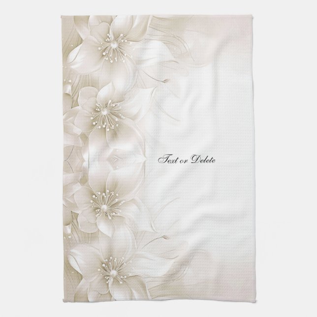 Paño De Cocina Ivory White Flowers Kitchen Towels (Vertical)