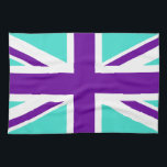 Paño De Cocina Jack de unión turquesa y púrpura<br><div class="desc">Patrón turquesa y violeta basado en la bandera de la Unión.</div>