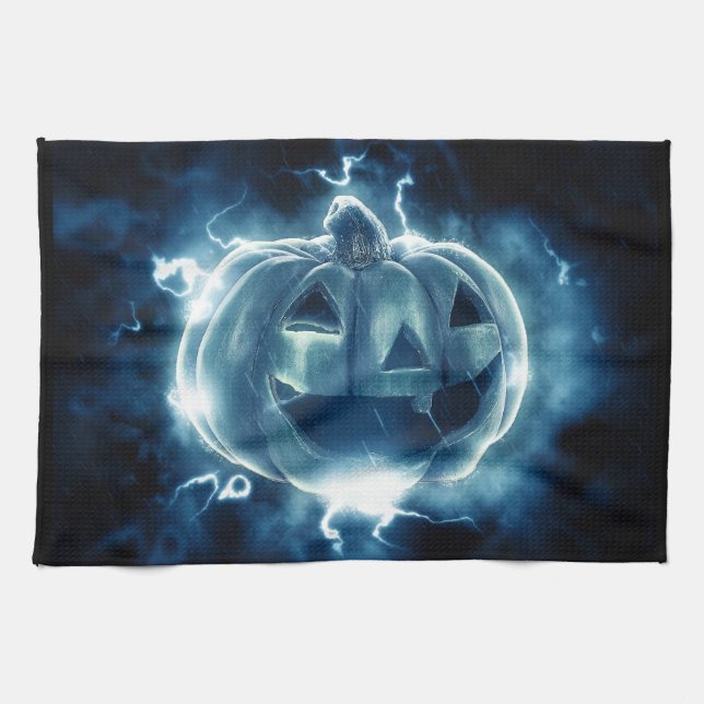 Paño De Cocina jack-o-lantern en la lluvia (Horizontal)