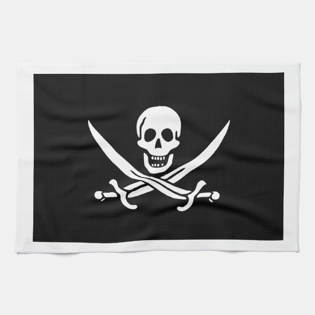 Paño De Cocina Jack Rackham; Jolly Roger Flag; Pirate (Horizontal)