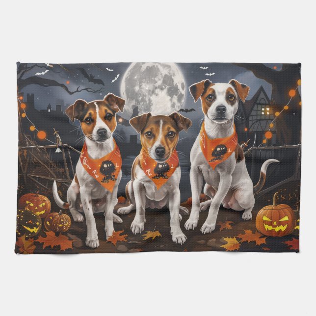 Paño De Cocina Jack Russell Halloween Spooky (Horizontal)