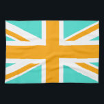 Paño De Cocina Jack Union turquesa y naranja<br><div class="desc">Patrones de cruz turquesa y naranja en la Union Jack.</div>