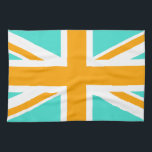 Paño De Cocina Jack Union turquesa y naranja<br><div class="desc">Patrones de cruz turquesa y naranja en la Union Jack.</div>