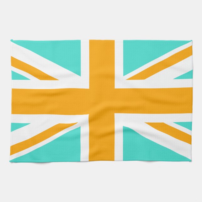 Paño De Cocina Jack Union turquesa y naranja (Horizontal)