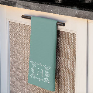 Paño De Cocina Jade Monograma de marco de cosecha de cosecha