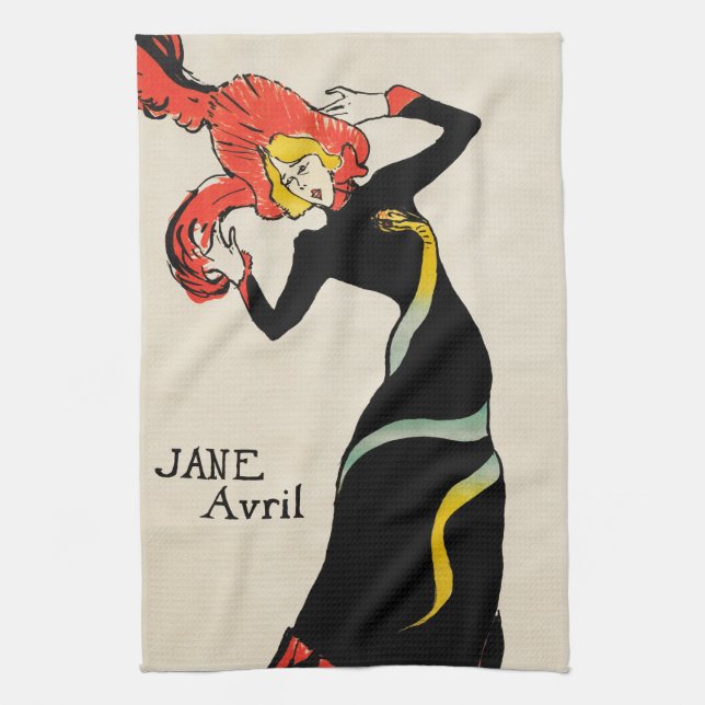 Paño De Cocina Jane Avril, bailarina de Art Nouveau, de Toulouse  (Vertical)