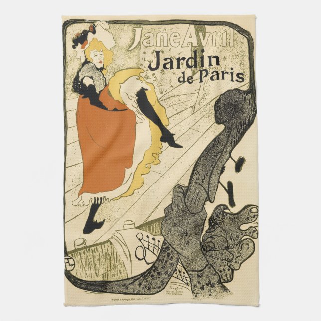 Paño De Cocina Jane Avril, bailarina de Art Nouveau, de Toulouse  (Vertical)