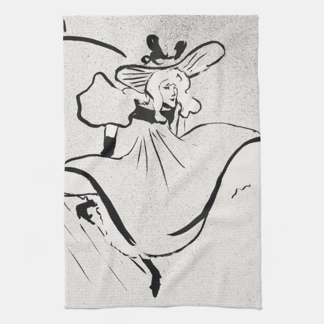 Paño De Cocina Jane Avril, de arte blanco y negro, por Toulouse L (Vertical)