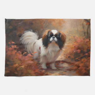 Paño De Cocina Japanese Chin en hojas de otoño inspira caída