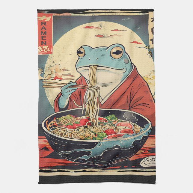 Paño De Cocina Japanese Frog Ramen Ukiyo-e Aesthetic Gift (Vertical)