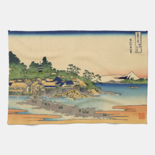 Paño De Cocina Japonés Woodblock: Enoshima en la provincia de