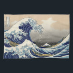 Paño De Cocina Japonés Woodblock: Onda grande de Kanagawa<br><div class="desc">Este diseño japonés del woodblock representa la onda grande de Kanagawa.</div>