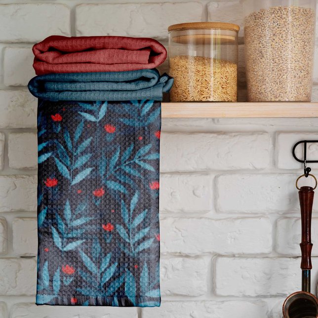 Paño De Cocina Jardín acuático nocturno - azul turquesa, azul y r (Subido por el creador)