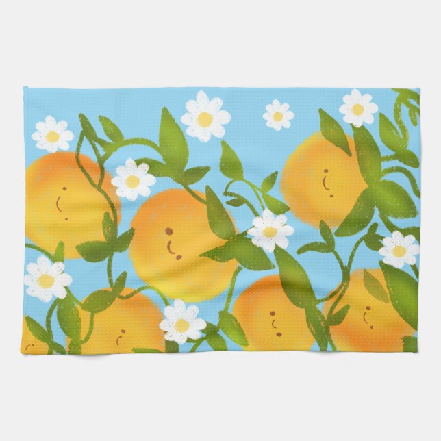 Paño De Cocina Jardín de árboles de los Naranjas de verano (Horizontal)